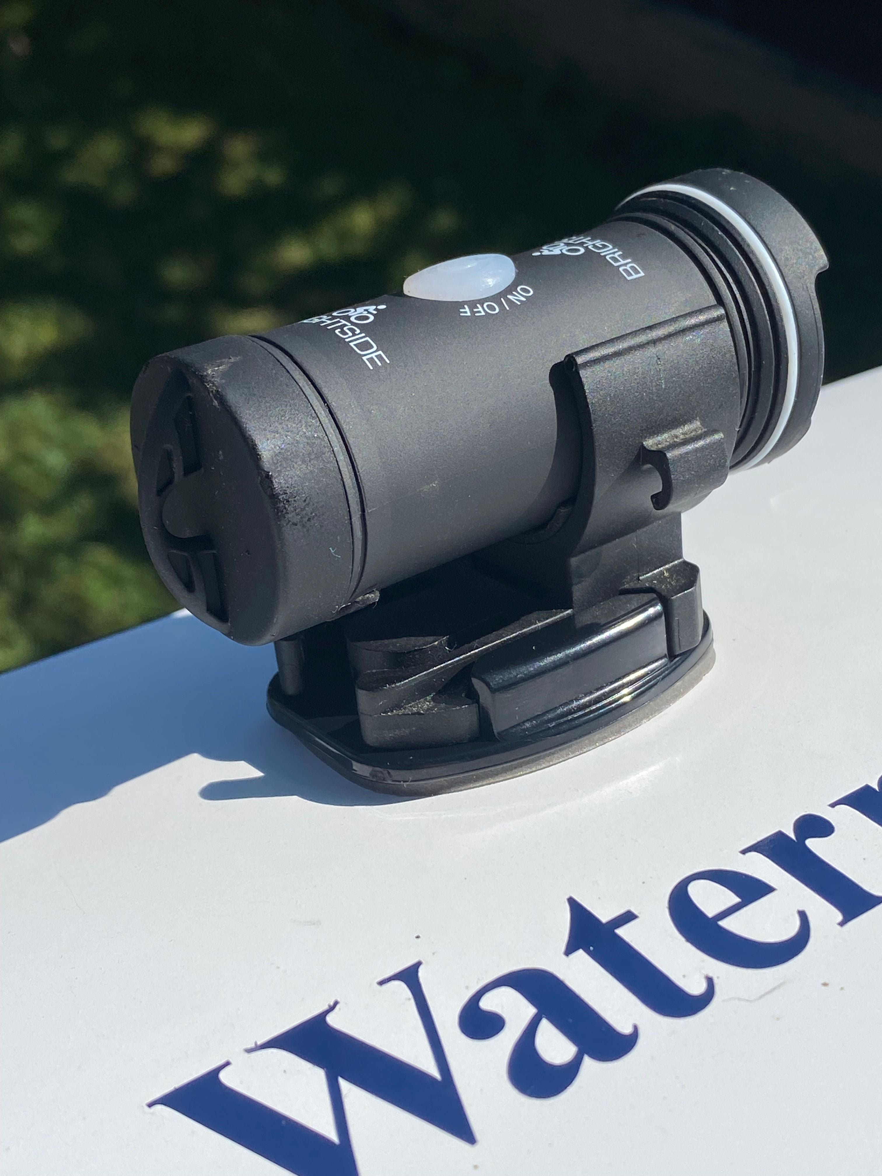 Bike helmet light mount for round lights. GoPro style