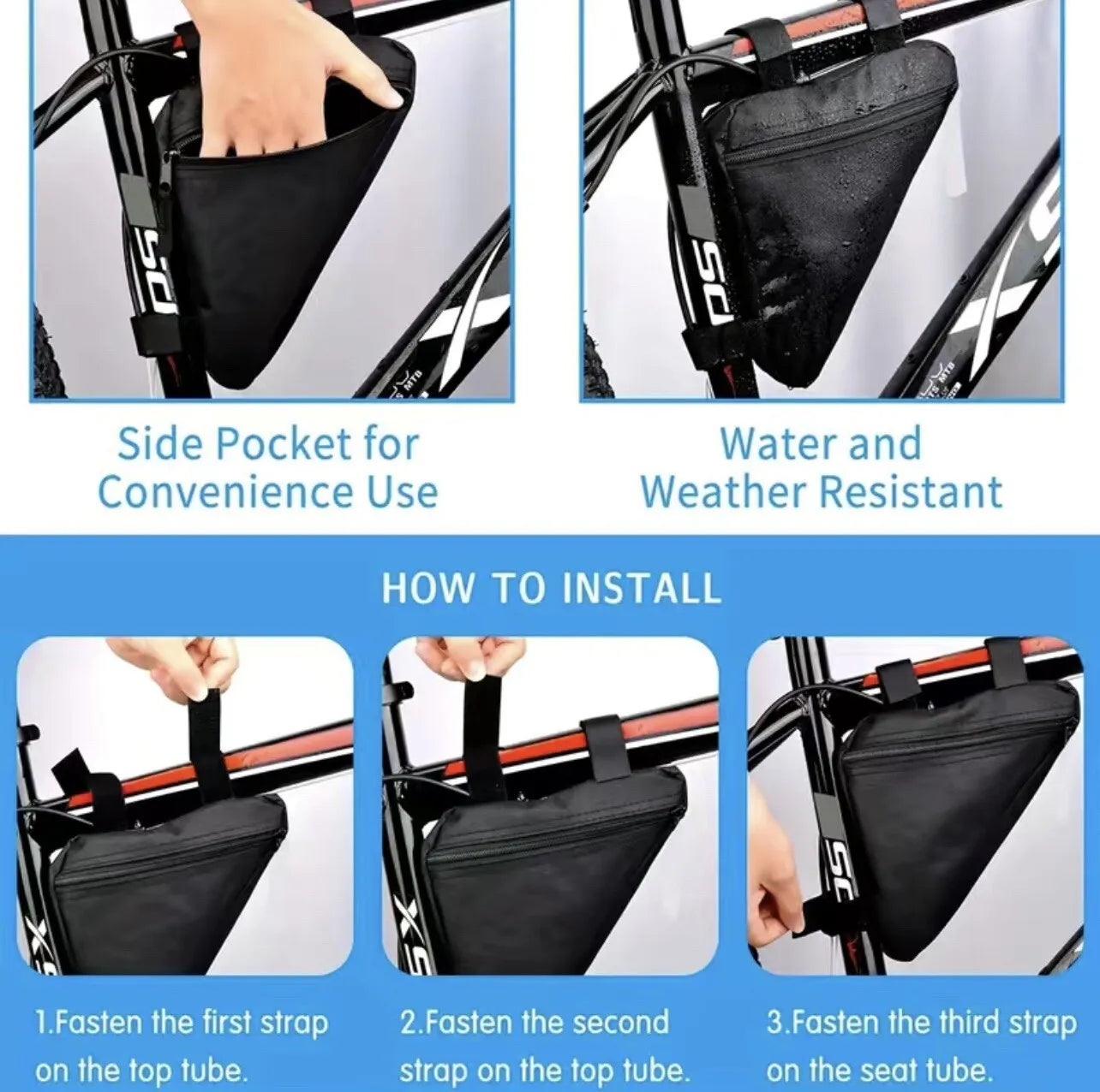 Bike Frame Bag, Triangular Waterproof Frame Bag